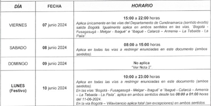 Imagen comunicado - Horarios